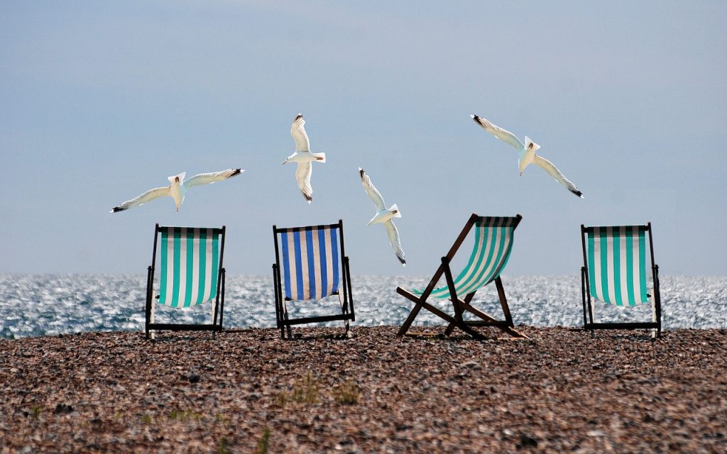 summer, beach, seagulls